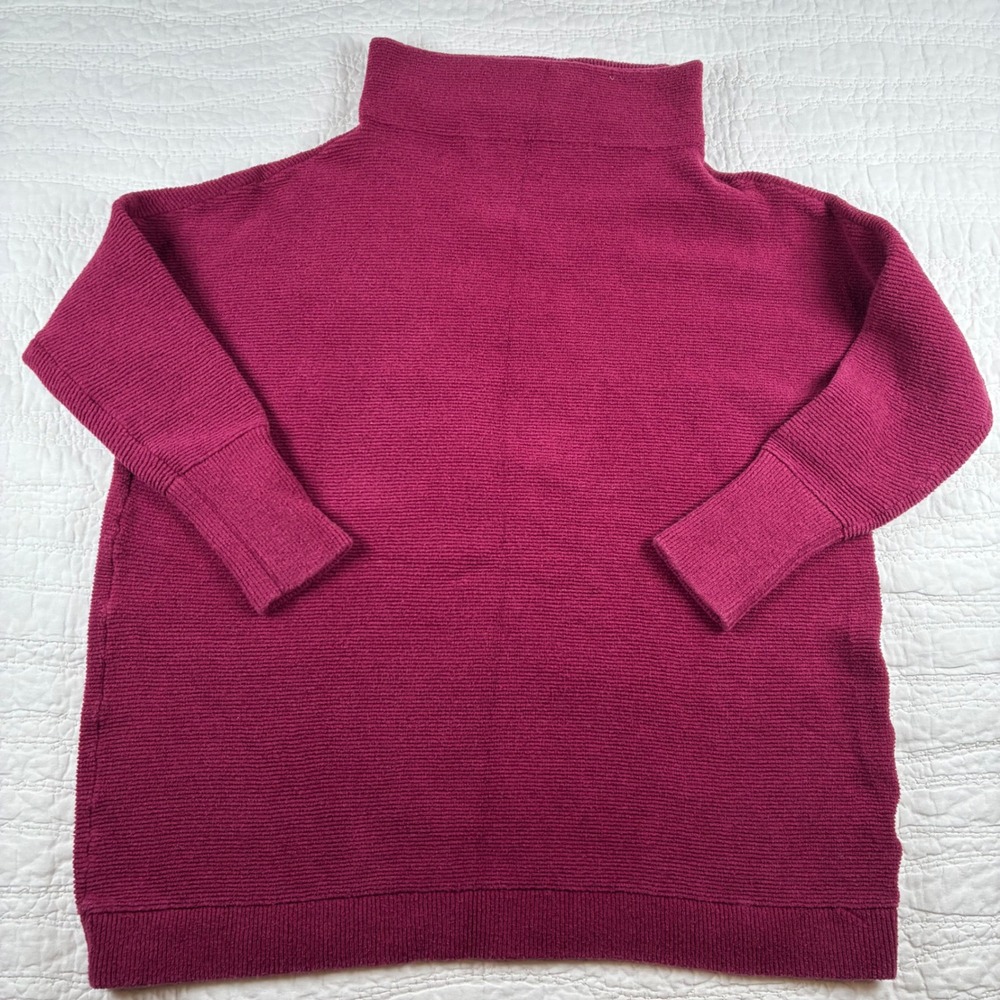 Free People Ottoman Slouchy Tunic Women XS Pink Ribbed Mock Neck Sweater Boho
